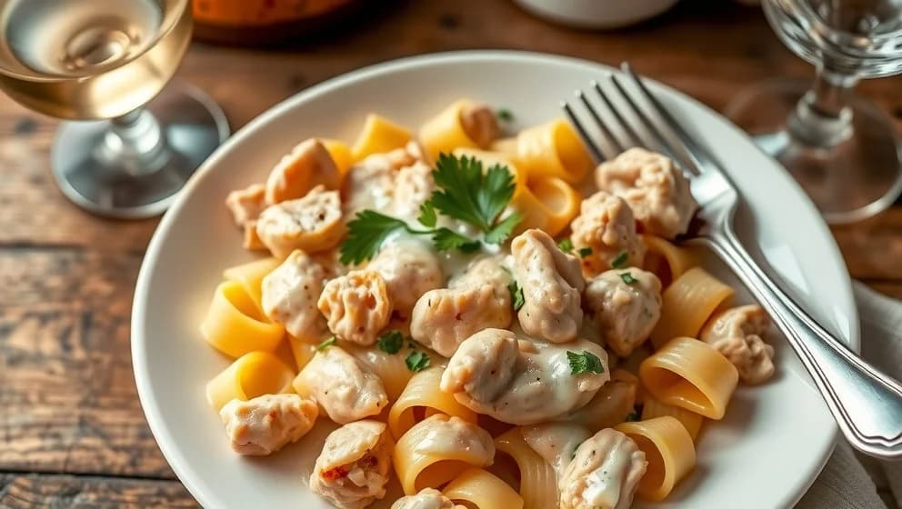 Krämig pasta med kyckling som dina gäster älskar
